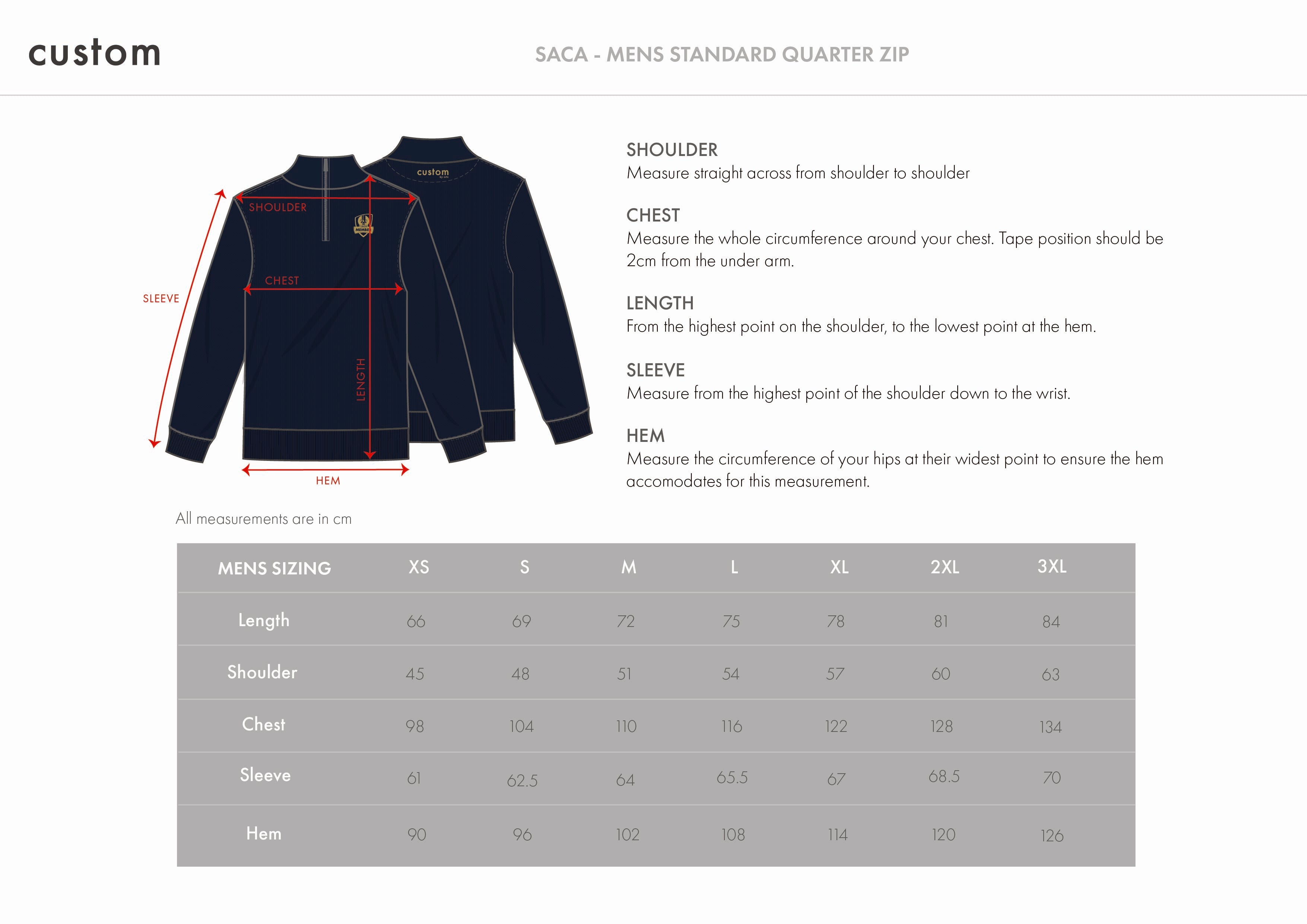 Mens Quarter Zips Navy & Gold Emblem