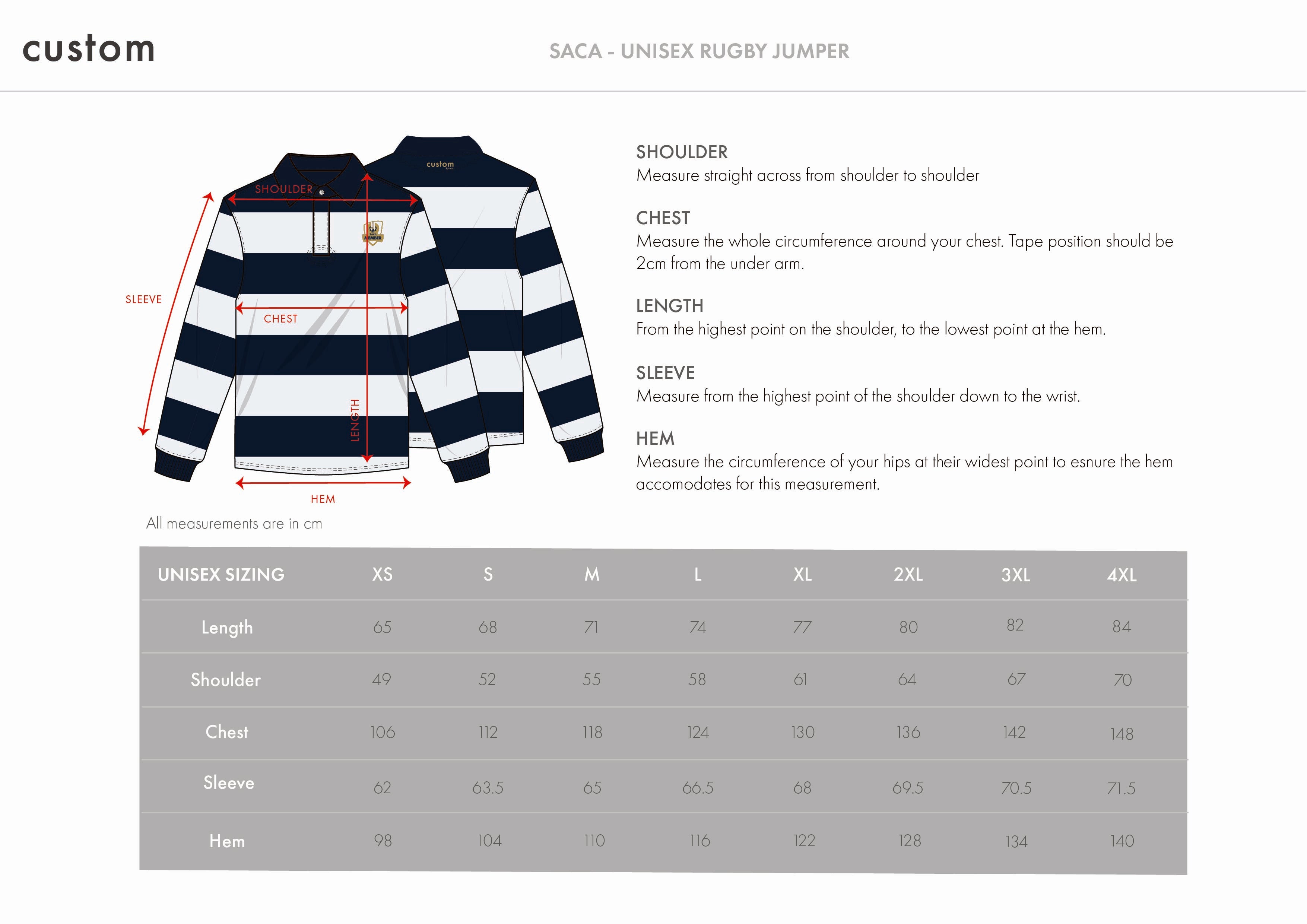 Unisex Rugby Navy & White Stripe
