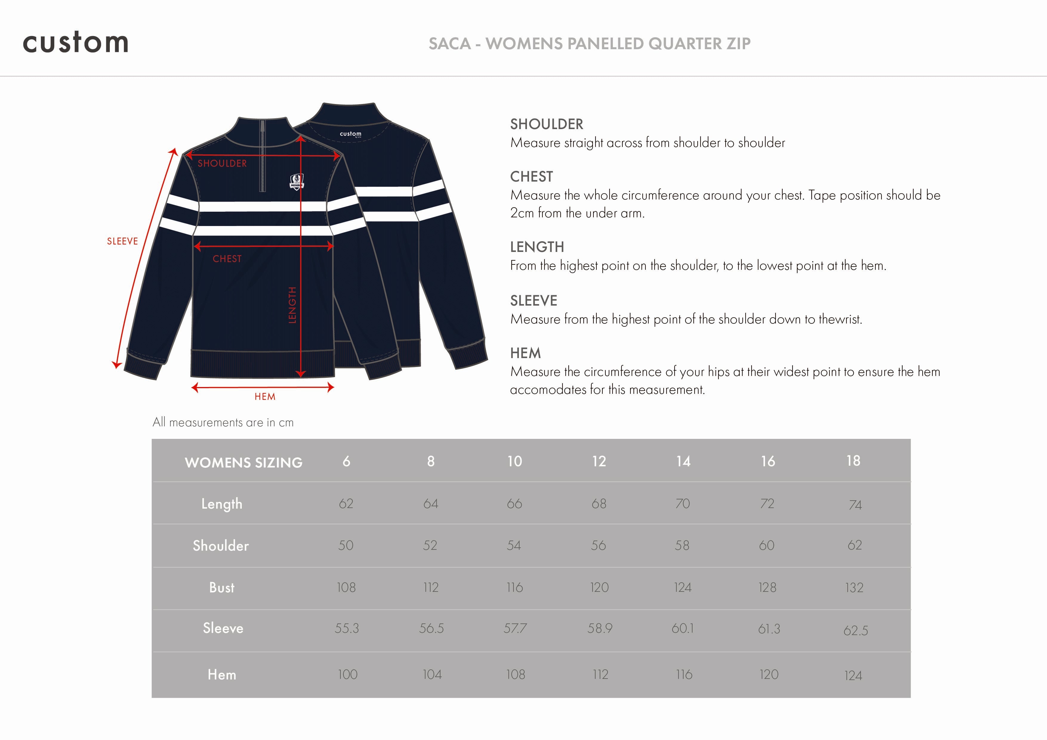 Womens Striped Quarter Zip Navy & White Emblem