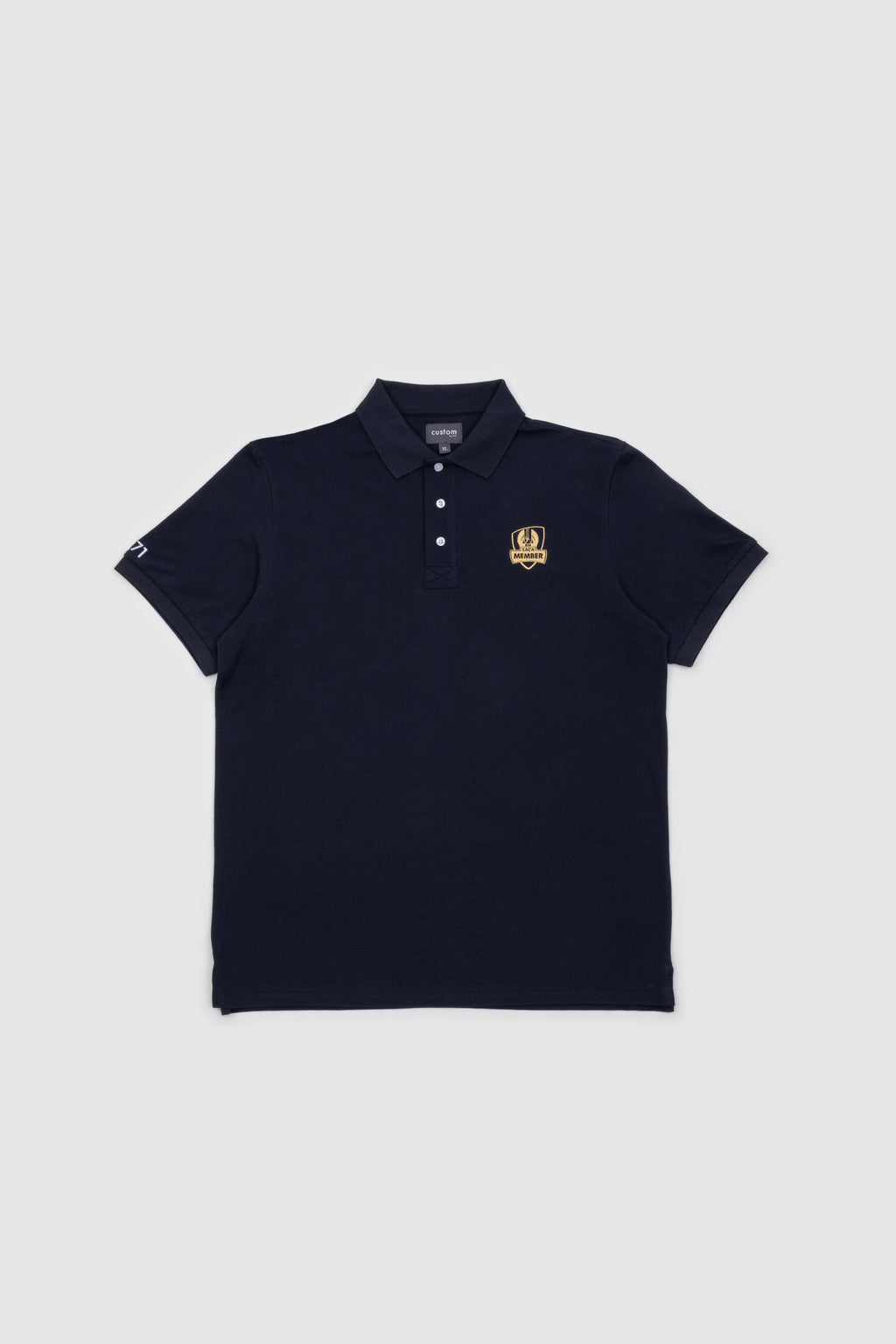 Mens Polo Shirt Navy & Gold Emblem