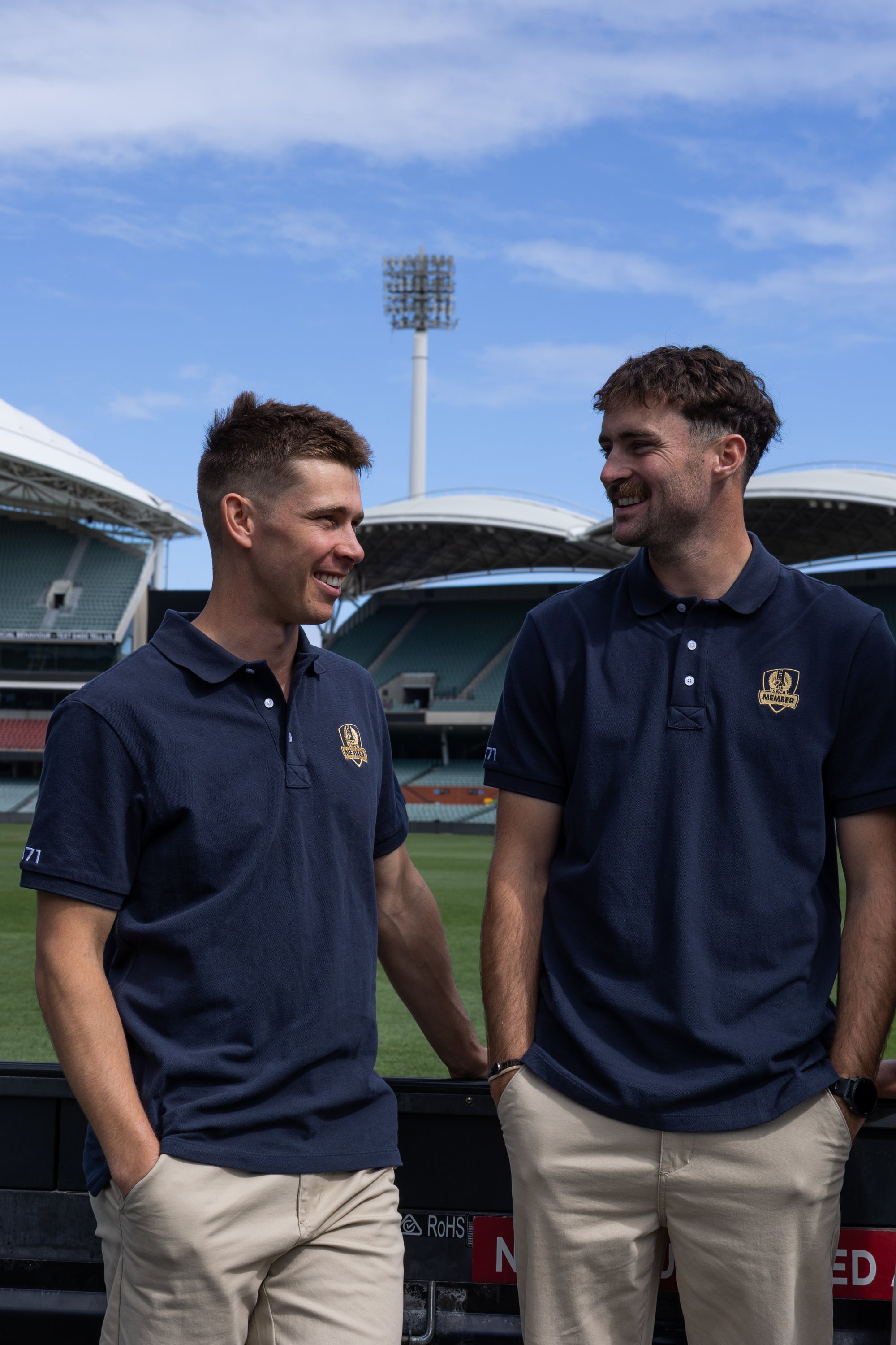 Mens Polo Shirt Navy & Gold Emblem