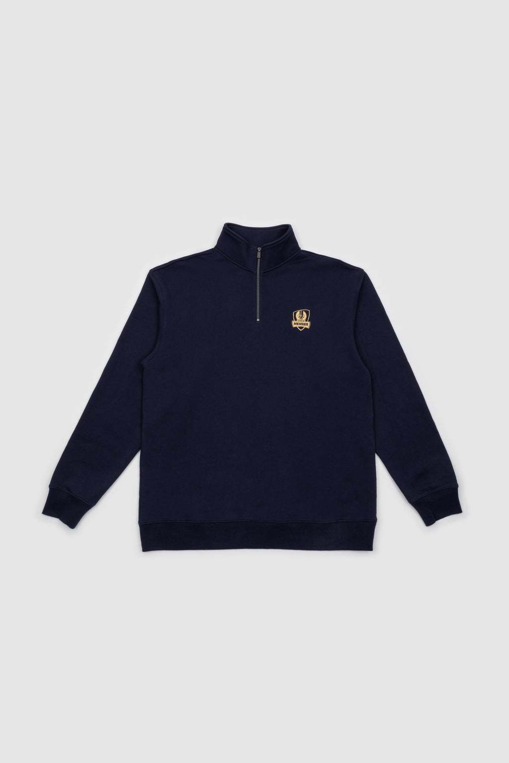 Mens Quarter Zips Navy & Gold Emblem