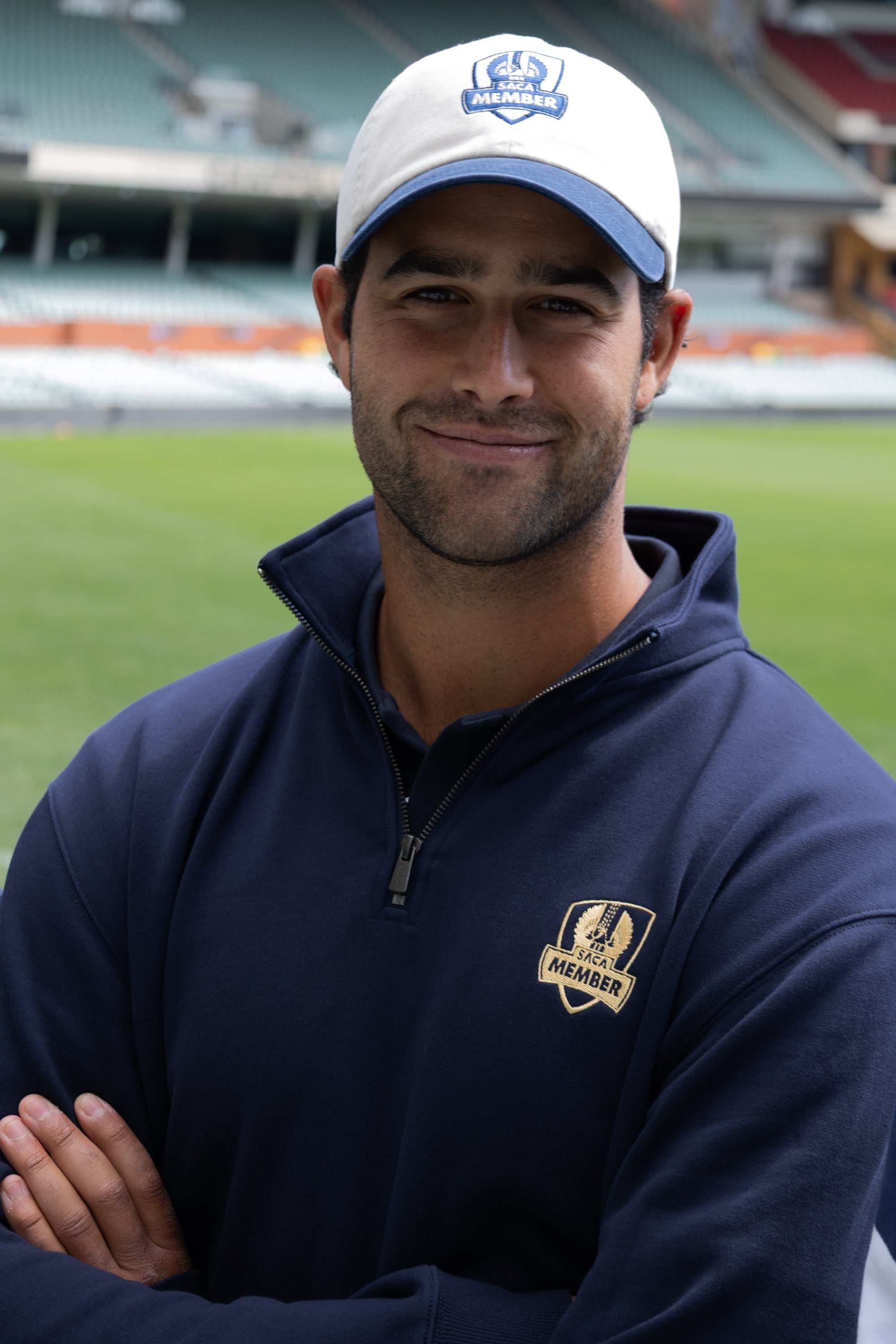 Mens Quarter Zips Navy & Gold Emblem