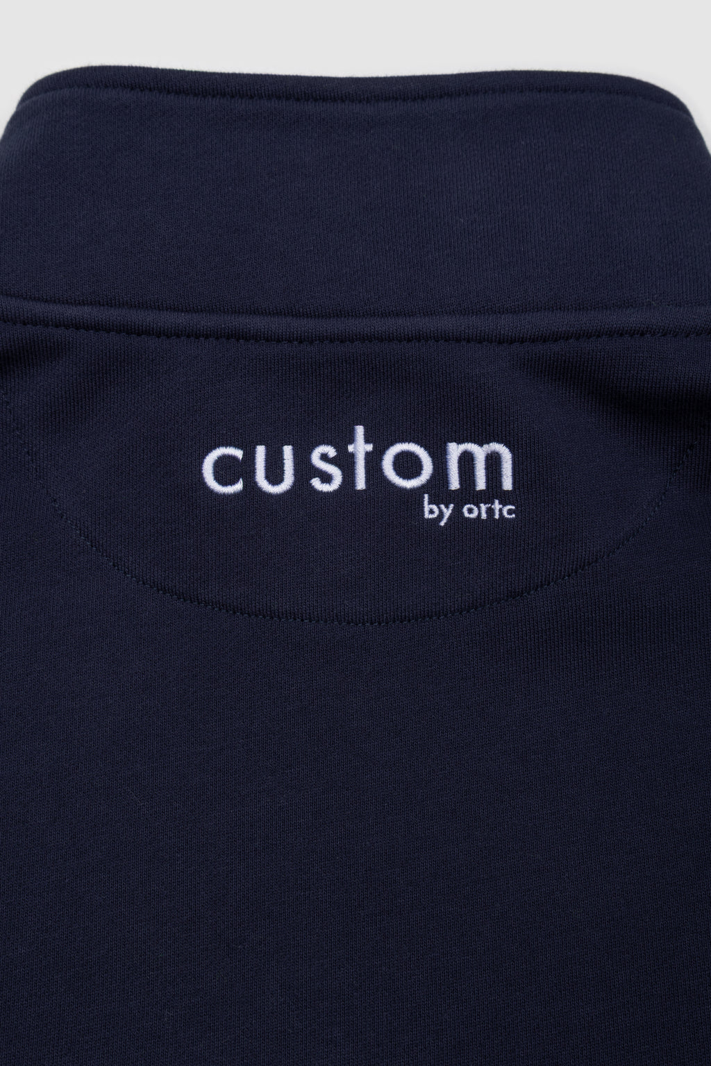 Mens Striped Quarter Zip Navy & White Emblem