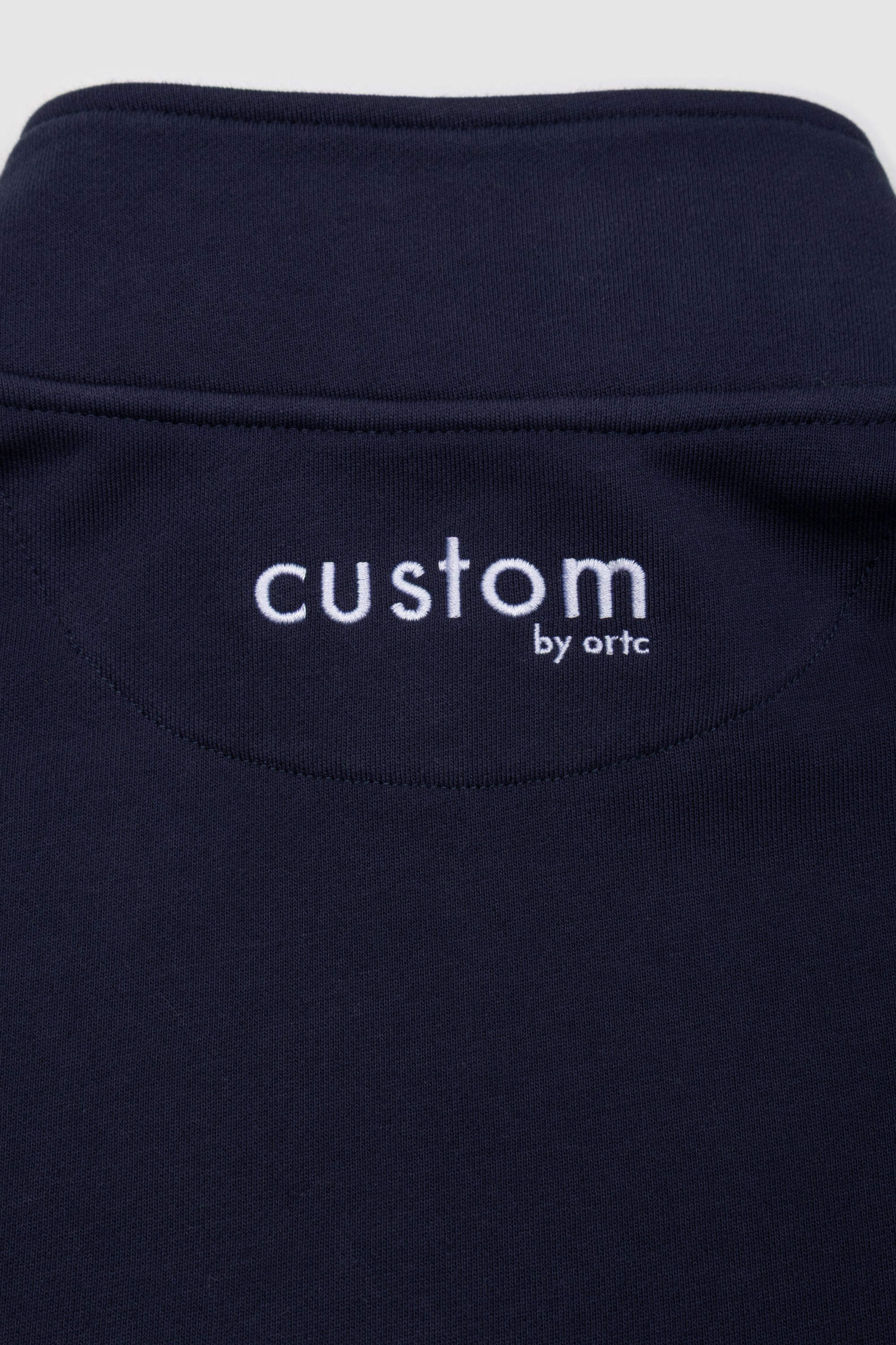 Mens Striped Quarter Zip Navy & White Emblem