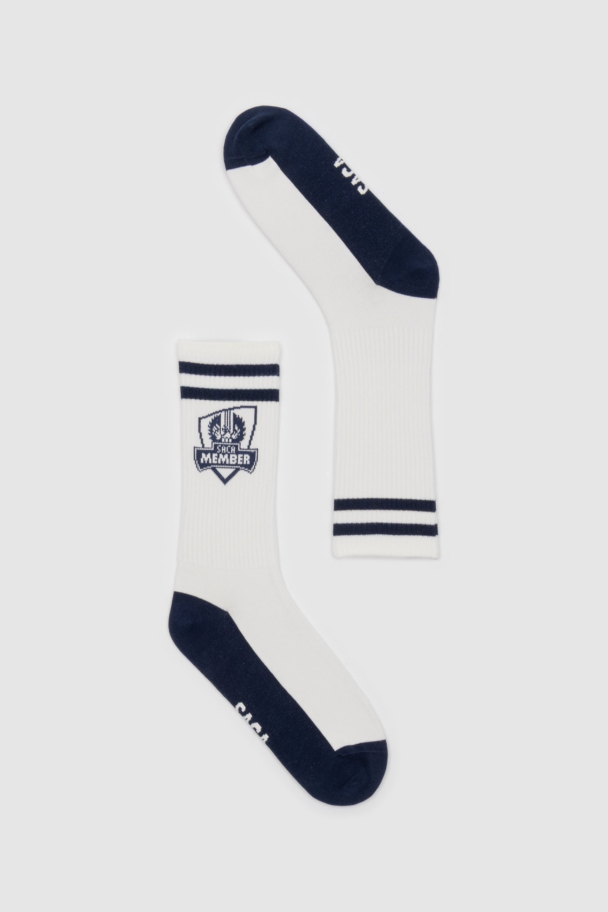 Ribbed Sports Socks White & Navy