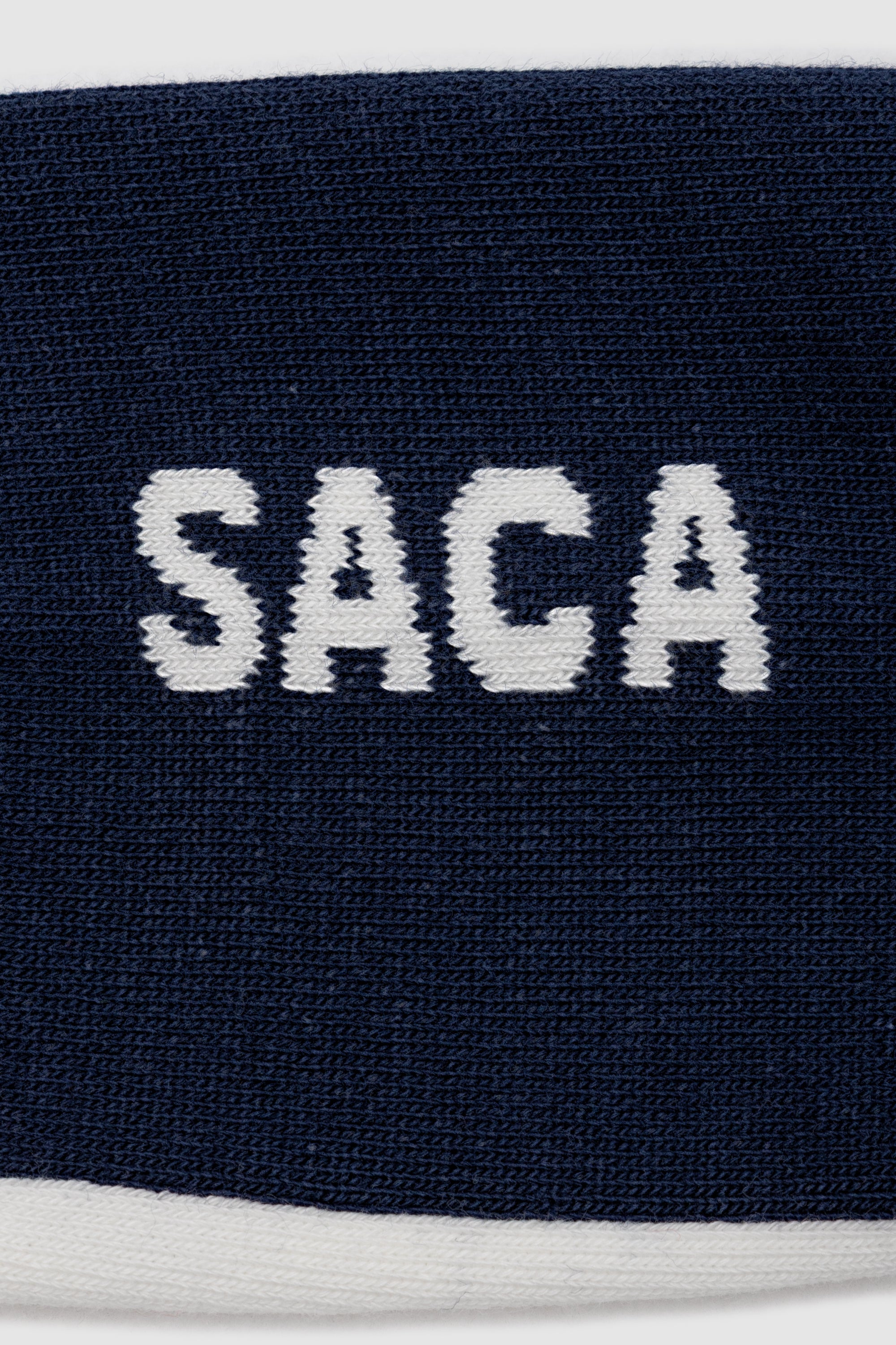 Ribbed Sports Socks White & Navy