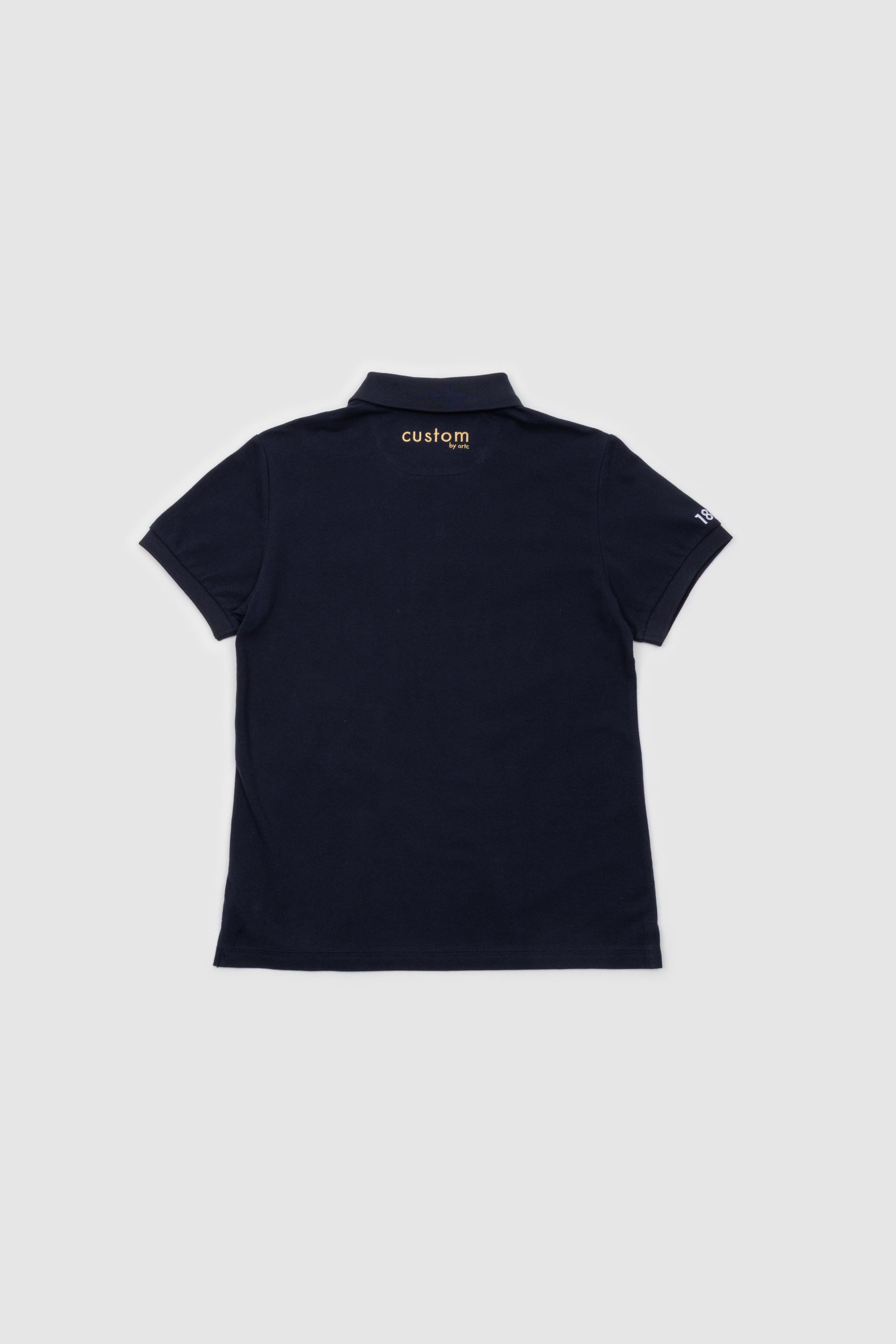 Womens Polo Shirt Navy & Gold Emblem
